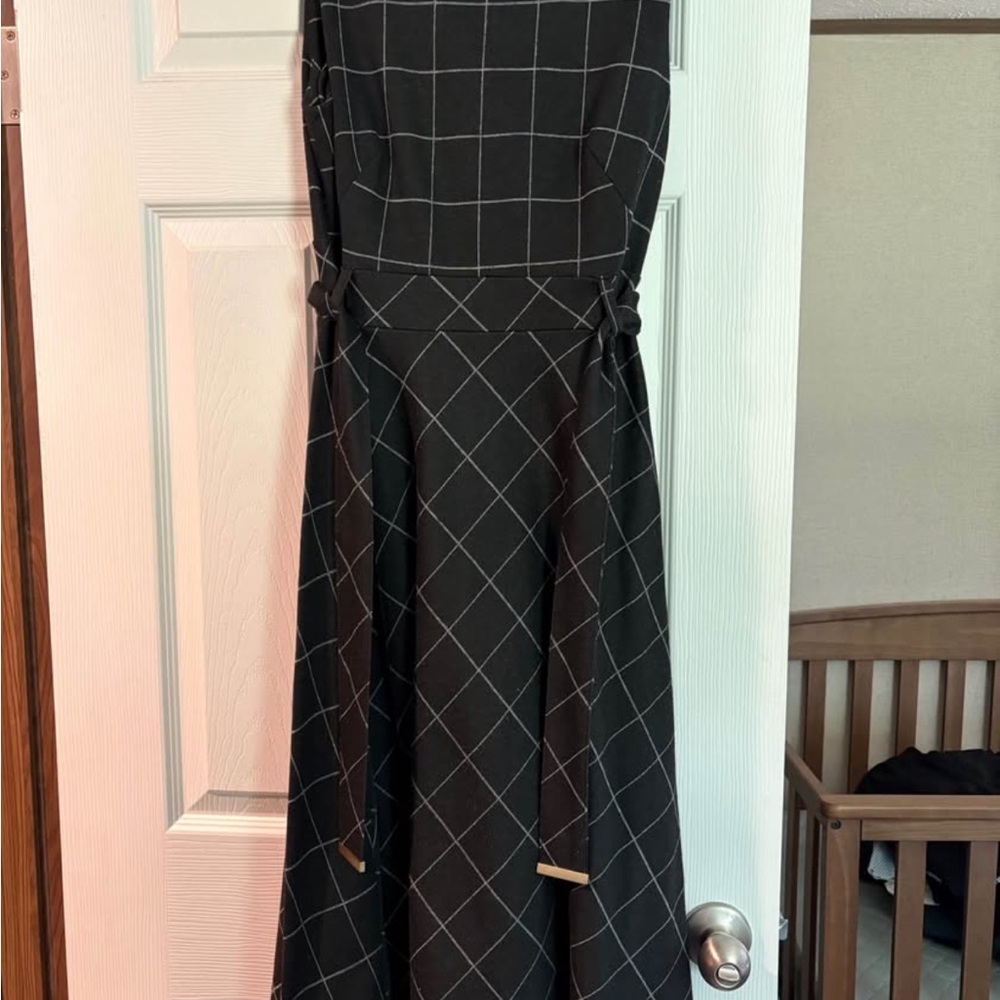 Calvin Klein Black and Silver Strapless A-Line Dress